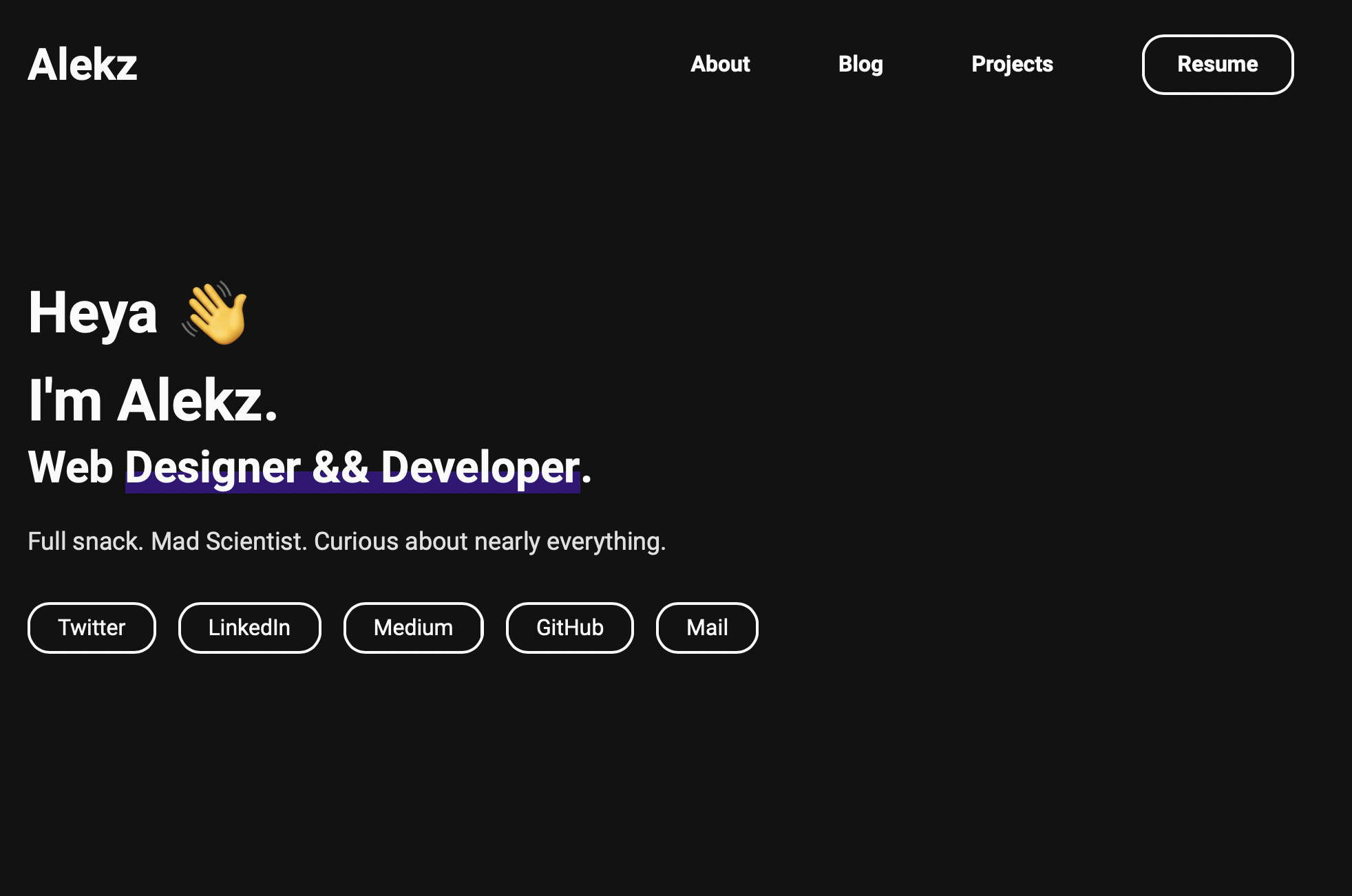 Screenshot of a dark-themed portfolio site made with Gatsby