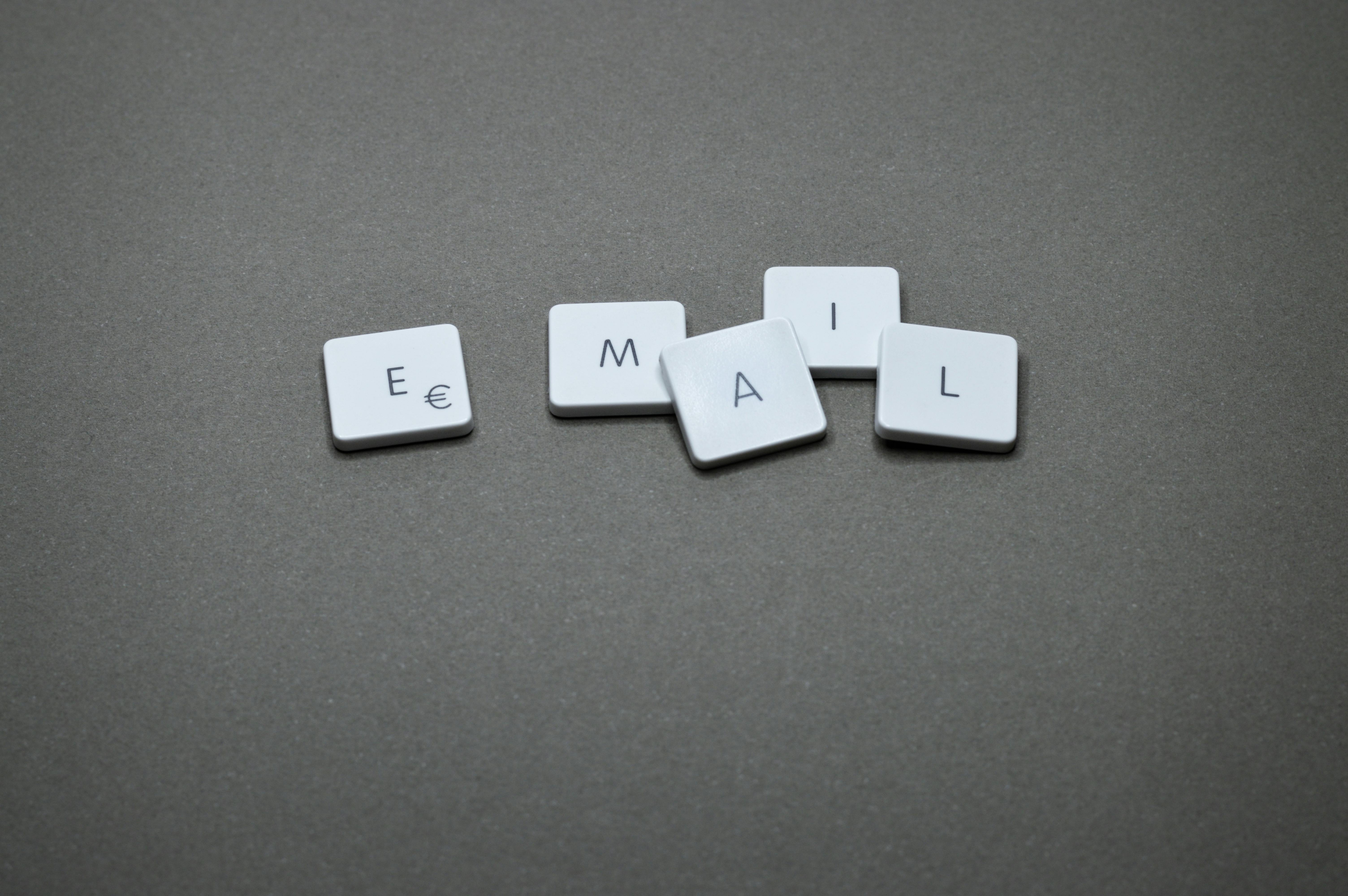 the word "email" displayed using keyboard keys that look like scrabble tiles